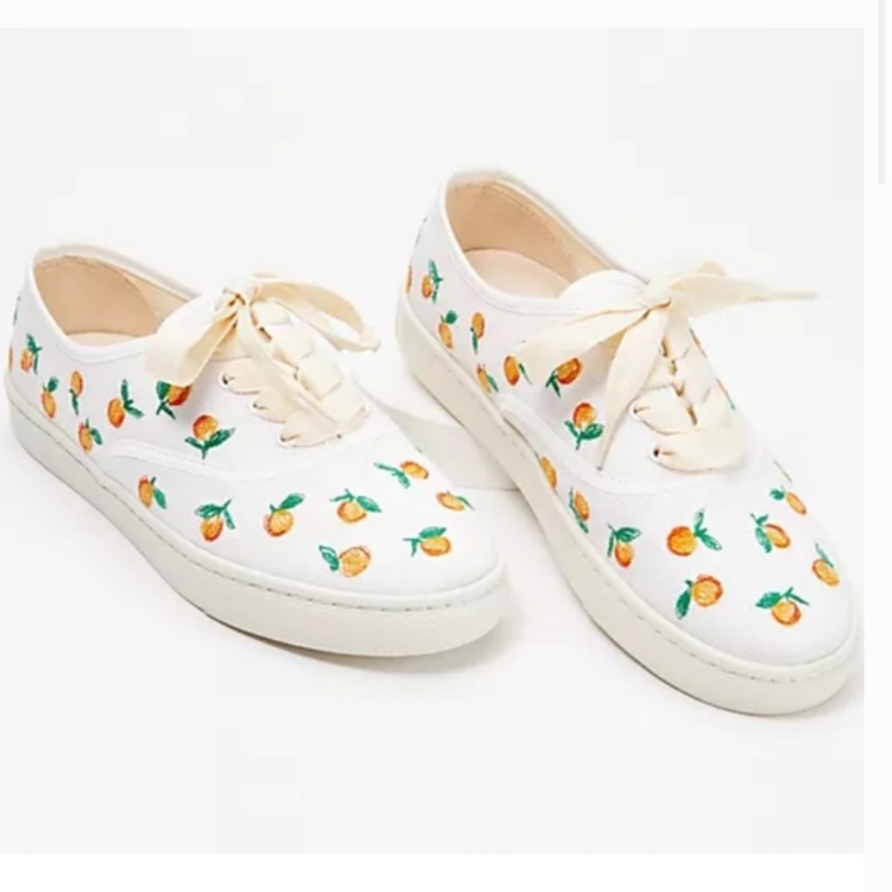 Soludos NEW Marin Embroidered Orange Sneakers